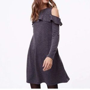 LOFT Ruffle cold Shoulder Long Sleeve Dress(636)